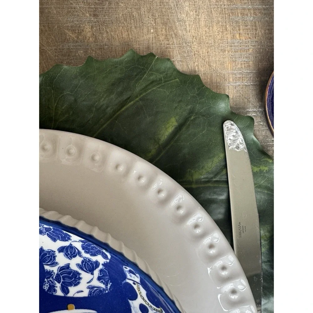 Set Of 12 Green Faux Leaf Shaped Placemats Hollywood Regency Style